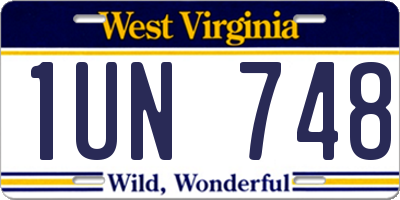 WV license plate 1UN748