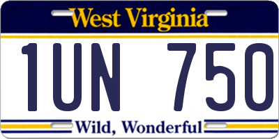 WV license plate 1UN750