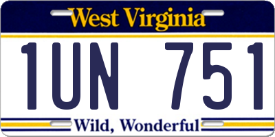 WV license plate 1UN751