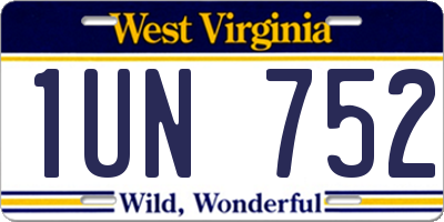 WV license plate 1UN752