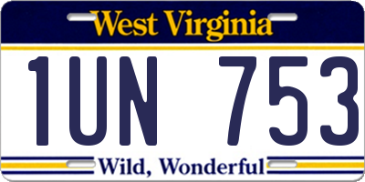 WV license plate 1UN753