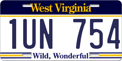 WV license plate 1UN754
