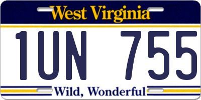 WV license plate 1UN755