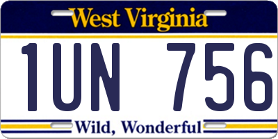 WV license plate 1UN756