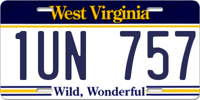 WV license plate 1UN757