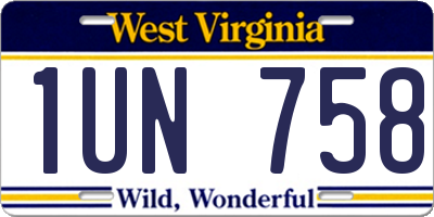 WV license plate 1UN758