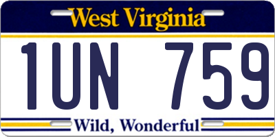 WV license plate 1UN759