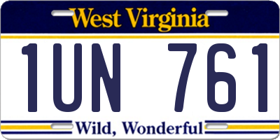 WV license plate 1UN761