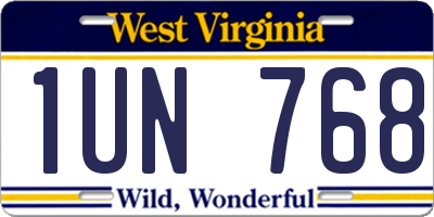 WV license plate 1UN768