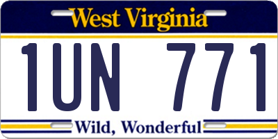 WV license plate 1UN771