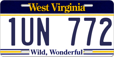 WV license plate 1UN772