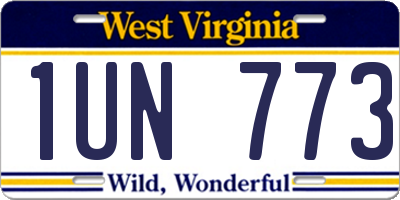 WV license plate 1UN773
