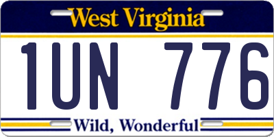 WV license plate 1UN776