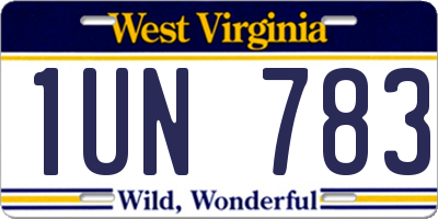 WV license plate 1UN783