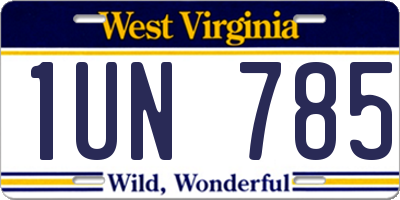 WV license plate 1UN785