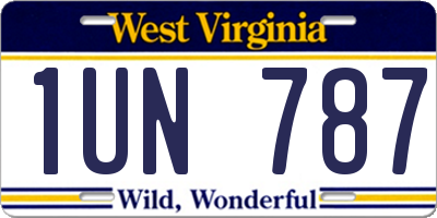 WV license plate 1UN787