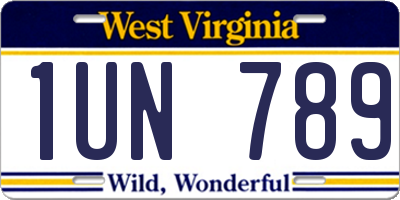 WV license plate 1UN789