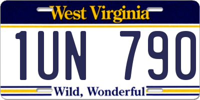 WV license plate 1UN790