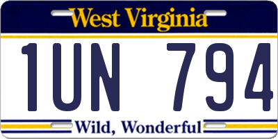 WV license plate 1UN794