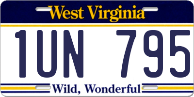 WV license plate 1UN795