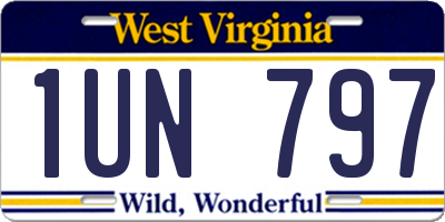 WV license plate 1UN797