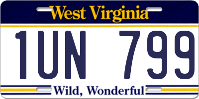 WV license plate 1UN799