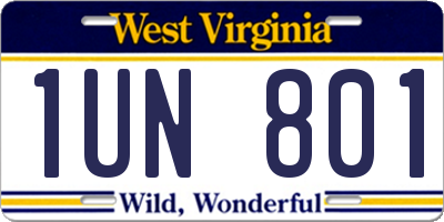 WV license plate 1UN801