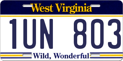 WV license plate 1UN803