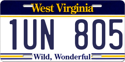 WV license plate 1UN805