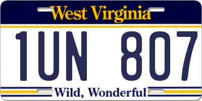 WV license plate 1UN807