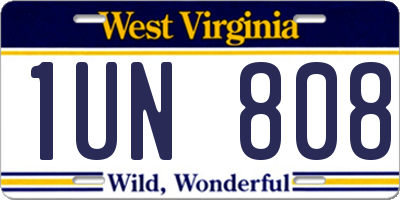 WV license plate 1UN808