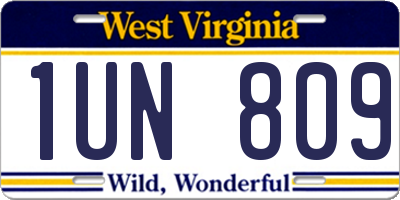 WV license plate 1UN809