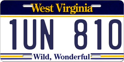 WV license plate 1UN810