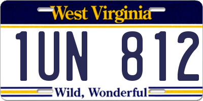 WV license plate 1UN812