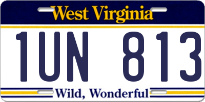 WV license plate 1UN813
