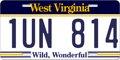 WV license plate 1UN814
