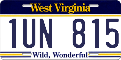 WV license plate 1UN815