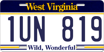 WV license plate 1UN819