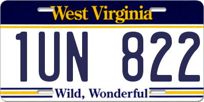 WV license plate 1UN822