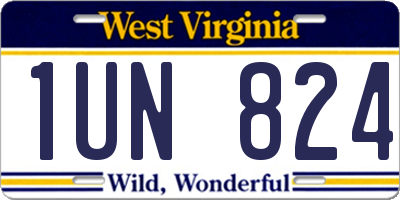 WV license plate 1UN824