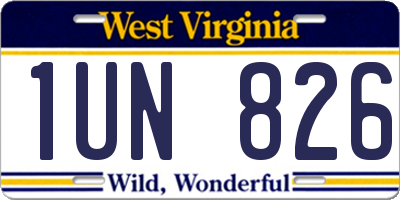 WV license plate 1UN826