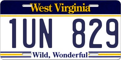 WV license plate 1UN829