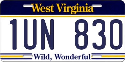 WV license plate 1UN830