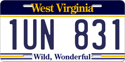 WV license plate 1UN831