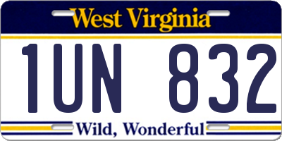 WV license plate 1UN832