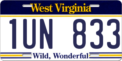 WV license plate 1UN833