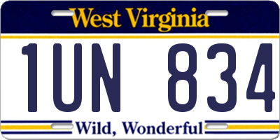 WV license plate 1UN834