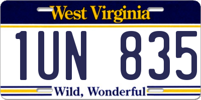WV license plate 1UN835
