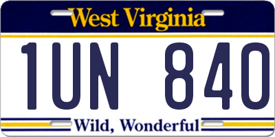 WV license plate 1UN840