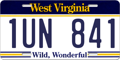WV license plate 1UN841